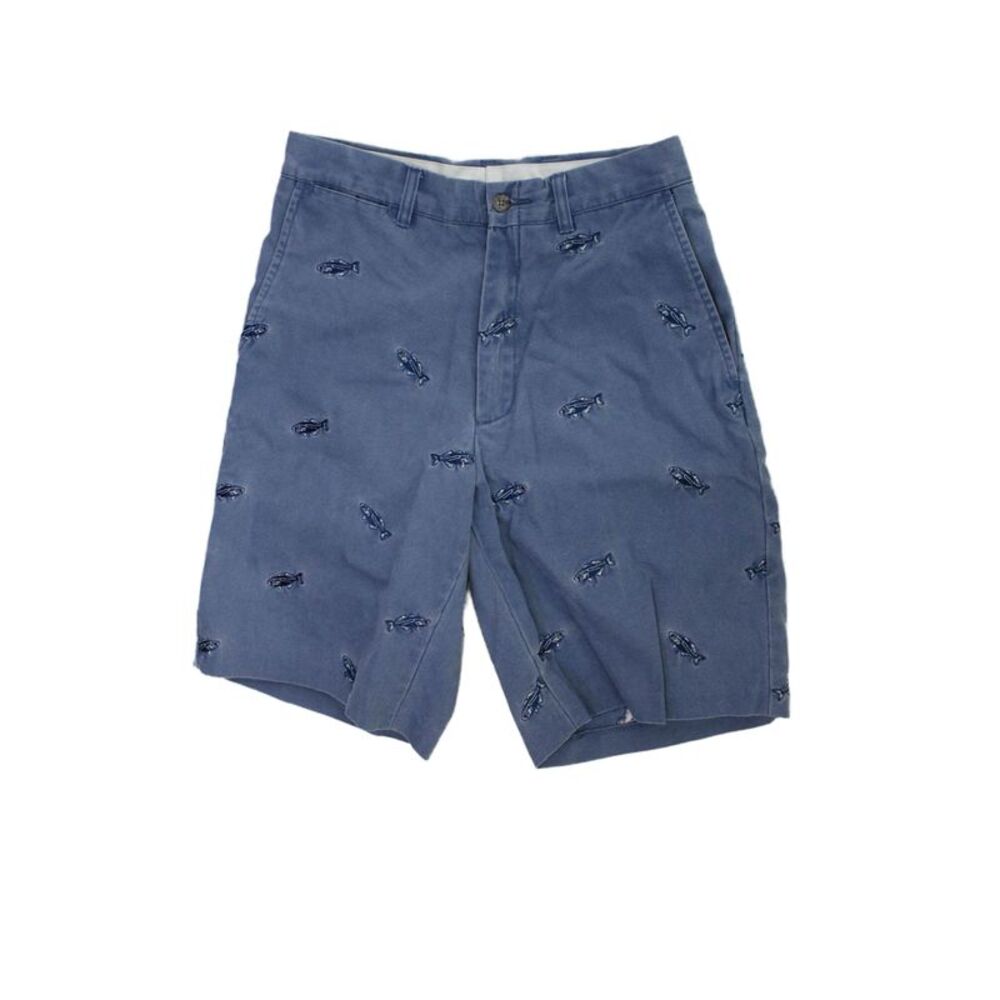 Murrays Toggery Shop Mens Bermuda Chino Shorts Blue Fish Graphic Cotton Size 28
